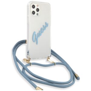 Guess GUHCP12LCRTVSBL Apple iPhone 12 Pro Max 6,7" blue kietas dėklas Script Vintage - Image 3