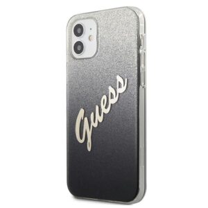 Guess GUHCP12SPCUGLSBK Apple iPhone 12 mini 5,4" juodos spalvos kietas dėklas Glitter Gradient Script - Image 2