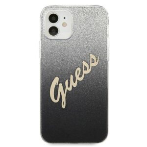 Guess GUHCP12SPCUGLSBK Apple iPhone 12 mini 5,4" juodos spalvos kietas dėklas Glitter Gradient Script - Image 3