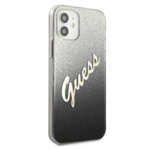 Guess GUHCP12SPCUGLSBK Apple iPhone 12 mini 5,4" juodos spalvos kietas dėklas Glitter Gradient Script - Image 4