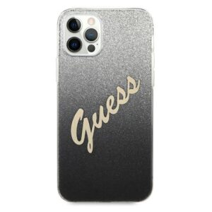 Guess GUHCP12MPCUGLSBK Apple iPhone 12/12 Pro 6,1" juodos spalvos kietas dėklas Glitter Gradient Script - Image 3