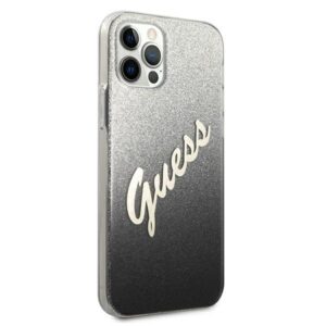 Guess GUHCP12MPCUGLSBK Apple iPhone 12/12 Pro 6,1" juodos spalvos kietas dėklas Glitter Gradient Script - Image 4