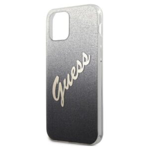 Guess GUHCP12MPCUGLSBK Apple iPhone 12/12 Pro 6,1" juodos spalvos kietas dėklas Glitter Gradient Script - Image 6
