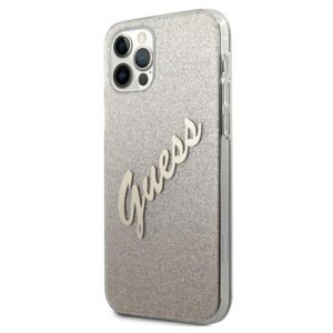 Guess GUHCP12LPCUGLSGO Apple iPhone 12 Pro Max 6,7" gold kietas dėklas Glitter Gradient Script - Image 2