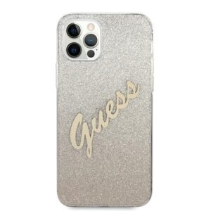 Guess GUHCP12LPCUGLSGO Apple iPhone 12 Pro Max 6,7" gold kietas dėklas Glitter Gradient Script - Image 3