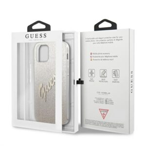 Guess GUHCP12LPCUGLSGO Apple iPhone 12 Pro Max 6,7" gold kietas dėklas Glitter Gradient Script - Image 8