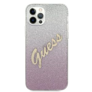Guess GUHCP12MPCUGLSPI Apple iPhone 12/12 Pro 6,1" rožinės spalvos kietas dėklas Glitter Gradient Script - Image 3