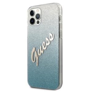 Guess GUHCP12LPCUGLSBL Apple iPhone 12 Pro Max 6,7" blue kietas dėklas Glitter Gradient Script - Image 2