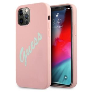 Guess GUHCP12LLSVSPG Apple iPhone 12 Pro Max 6,7" green rožinės spalvos kietas dėklas Silicone Vintage - Image 1