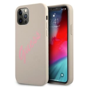 Guess GUHCP12MLSVSGP Apple iPhone 12/12 Pro 6,1" grey rožinės spalvos kietas dėklas Silicone Vintage