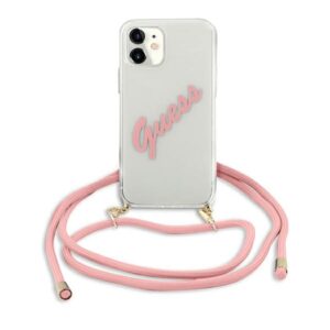 Guess GUHCP12SCRTVSPI Apple iPhone 12 mini 5,4" rožinės spalvos kietas dėklas Script Vintage - Image 2
