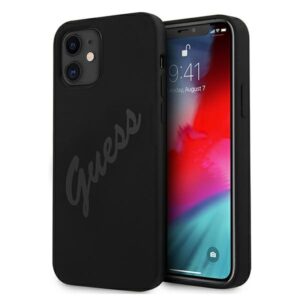 Guess GUHCP12SLSVSBK Apple iPhone 12 mini 5,4" juodos spalvos kietas dėklas Script Vintage