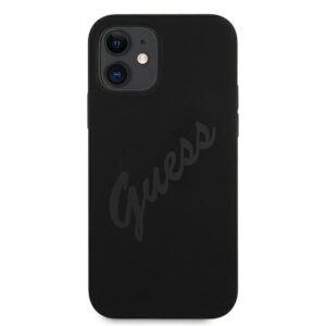 Guess GUHCP12SLSVSBK Apple iPhone 12 mini 5,4" juodos spalvos kietas dėklas Script Vintage - Image 3