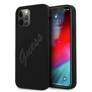 Guess GUHCP12LLSVSBK Apple iPhone 12 Pro Max 6,7" juodos spalvos kietas dėklas Script Vintage - Image 1
