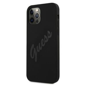 Guess GUHCP12LLSVSBK Apple iPhone 12 Pro Max 6,7" juodos spalvos kietas dėklas Script Vintage - Image 2
