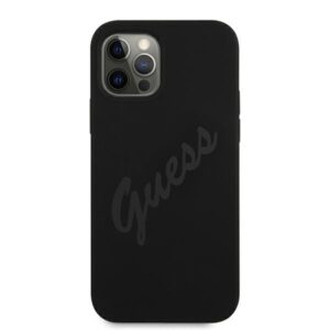Guess GUHCP12LLSVSBK Apple iPhone 12 Pro Max 6,7" juodos spalvos kietas dėklas Script Vintage - Image 3