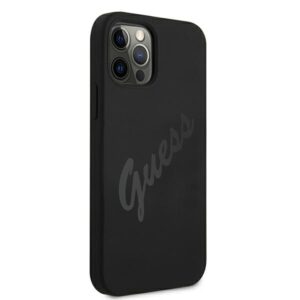 Guess GUHCP12LLSVSBK Apple iPhone 12 Pro Max 6,7" juodos spalvos kietas dėklas Script Vintage - Image 4