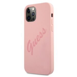 Guess GUHCP12LLSVSPI Apple iPhone 12 Pro Max 6,7" rožinės spalvos kietas dėklas Script Vintage - Image 2