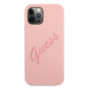 Guess GUHCP12LLSVSPI Apple iPhone 12 Pro Max 6,7" rožinės spalvos kietas dėklas Script Vintage - Image 3