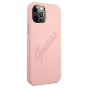 Guess GUHCP12LLSVSPI Apple iPhone 12 Pro Max 6,7" rožinės spalvos kietas dėklas Script Vintage - Image 4