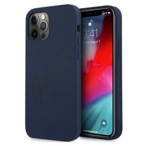 Guess GUHCP12MLSVSBL Apple iPhone 12/12 Pro6,1" blue kietas dėklas Script Vintage