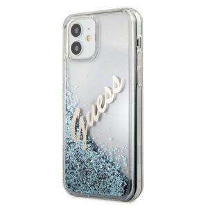Guess GUHCP12SGLVSBL Apple iPhone 12 mini 5,4" blue kietas dėklas Glitter Vintage Script - Image 2