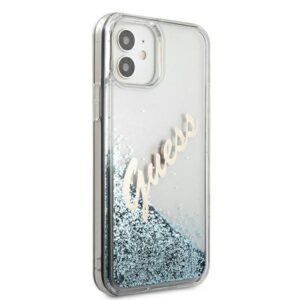 Guess GUHCP12SGLVSBL Apple iPhone 12 mini 5,4" blue kietas dėklas Glitter Vintage Script - Image 4