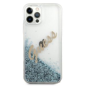 Guess GUHCP12LGLVSBL Apple iPhone 12 Pro Max 6,7" blue kietas dėklas Glitter Vintage Script - Image 3