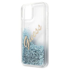 Guess GUHCP12LGLVSBL Apple iPhone 12 Pro Max 6,7" blue kietas dėklas Glitter Vintage Script - Image 7