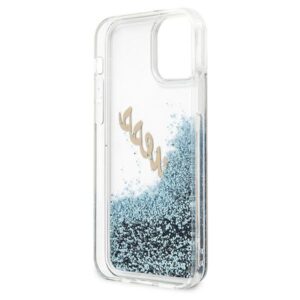 Guess GUHCP12LGLVSBL Apple iPhone 12 Pro Max 6,7" blue kietas dėklas Glitter Vintage Script - Image 8