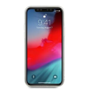 Guess GUHCP12LGLVSSI Apple iPhone 12 Pro Max 6,7" silver kietas dėklas Glitter Vintage Script - Image 6