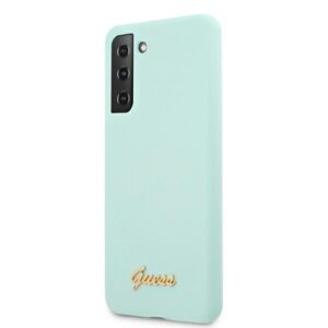 Guess GUHCS21MLSLMGLB S21+ G996 blue kietas dėklas Silicone Script Metal Logo - Image 2