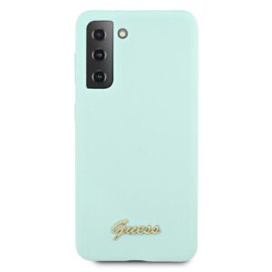 Guess GUHCS21MLSLMGLB S21+ G996 blue kietas dėklas Silicone Script Metal Logo - Image 3