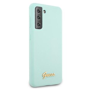 Guess GUHCS21MLSLMGLB S21+ G996 blue kietas dėklas Silicone Script Metal Logo - Image 4