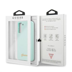 Guess GUHCS21MLSLMGLB S21+ G996 blue kietas dėklas Silicone Script Metal Logo - Image 8
