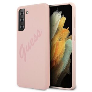 Guess GUHCS21MLSVSPI S21+ G996 rožinės spalvos kietas dėklas Script Vintage