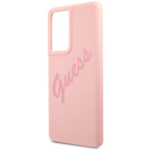 Guess GUHCS21LLSVSPI S21 Ultra G998 rožinės spalvos kietas dėklas Script Vintage - Image 6