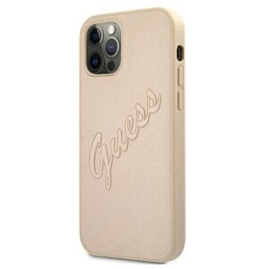 Guess GUHCP12LRSAVSLG Apple iPhone 12 Pro Max 6,7" gold kietas dėklas Saffiano Vintage Script - Image 2