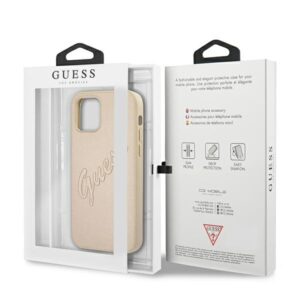 Guess GUHCP12LRSAVSLG Apple iPhone 12 Pro Max 6,7" gold kietas dėklas Saffiano Vintage Script - Image 8