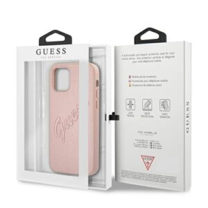 Guess GUHCP12LRSAVSRG Apple iPhone 12 Pro Max 6,7" rožinės spalvos kietas dėklas Saffiano Vintage Script - Image 8