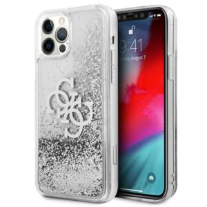 Guess GUHCP12LLG4GSI Apple iPhone 12 Pro Max 6,7" silver kietas dėklas 4G Big Liquid Glitter - Image 1