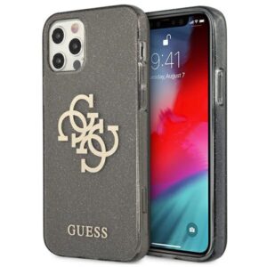 Guess GUHCP12LPCUGL4GBK Apple iPhone 12 Pro Max 6,7" juodos spalvos kietas dėklas Glitter 4G Big Logo - Image 1