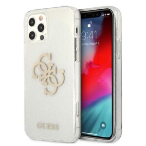 Guess GUHCP12LPCUGL4GTR Apple iPhone 12 Pro Max 6,7" skaidrus kietas dėklas Glitter 4G Big Logo