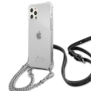 Guess GUHCP12MKC4GSSI Apple iPhone 12/12 Pro 6,1" skaidrus kietas dėklas 4G Silver Chain - Image 2