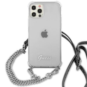 Guess GUHCP12MKC4GSSI Apple iPhone 12/12 Pro 6,1" skaidrus kietas dėklas 4G Silver Chain - Image 3