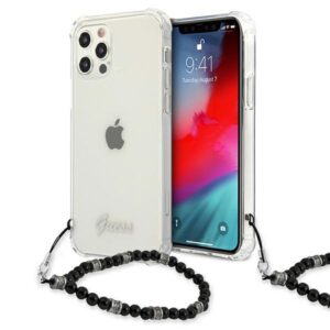 Guess GUHCP12LKPSBK Apple iPhone 12 Pro Max 6,7" skaidrus kietas dėklas juodos spalvos Pearl - Image 1