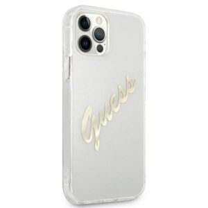 Guess GUHCP12MKTRSVGO Apple iPhone 12/12 Pro 6,1" skaidrus kietas dėklas Vintage Script Gold - Image 4