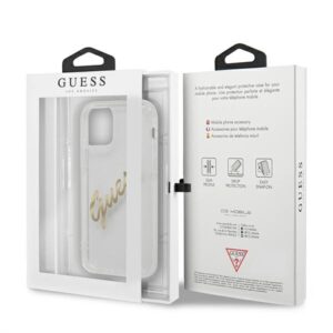 Guess GUHCP12MKTRSVGO Apple iPhone 12/12 Pro 6,1" skaidrus kietas dėklas Vintage Script Gold - Image 8