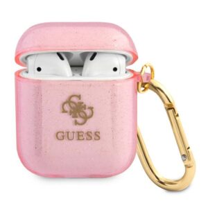 Guess GUA2UCG4GP AirPods dėklas rožinės spalvos Glitter Collection - Image 1