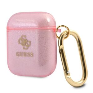 Guess GUA2UCG4GP AirPods dėklas rožinės spalvos Glitter Collection - Image 3